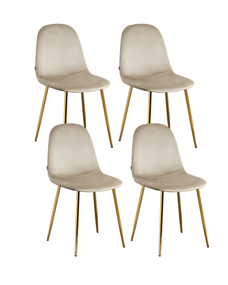 PACK 4 SILLAS PARA COMEDOR CON ASIENTO DE TERCIOPELO TRENDY TOP CON PATAS DORADAS Beige