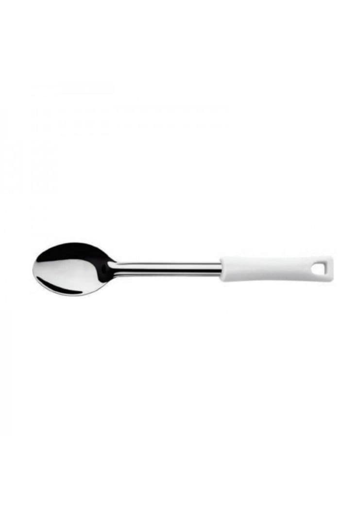 CUCHARA SOLIDA ACERO INOX 23 CM MANGO BLANCO DURAFIO Gris