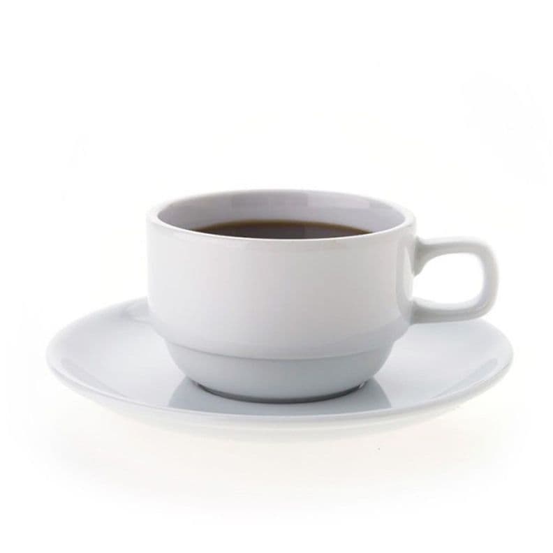 Set De 12 Taza Te 200 Cc Con Platillo Apilable. Linea Tower Blanco