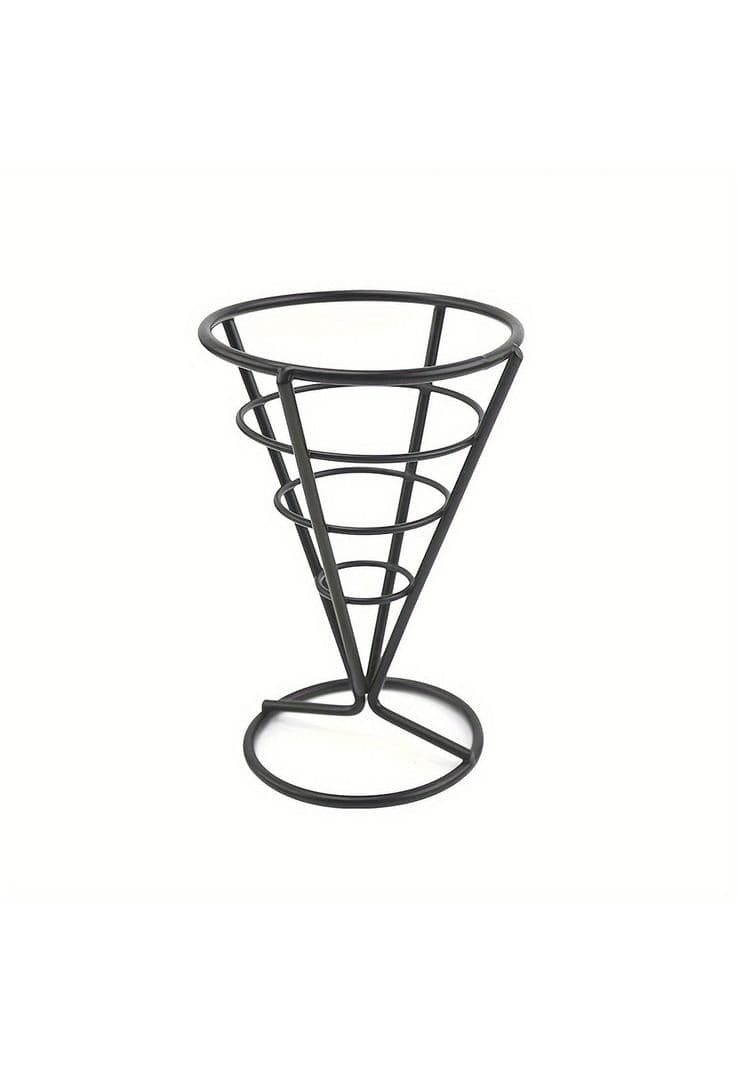 CONO ALAMBRE NEGRO CON BASE PARA PAPAS FRITAS DIA 10 X 15 CM