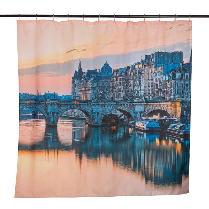 Set Cortina Bano Budapest 1.80x1.80 cm. Blanco