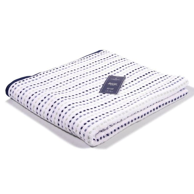 Toalla Bano Stripe- Nautica Home -76 x137 Blanco -Azul