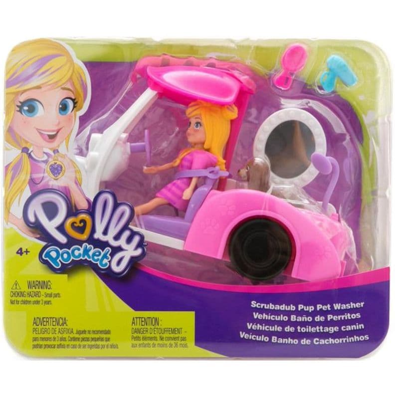 Juguete Auto Bano De Perritos Infantil Rosado Polly Pocket