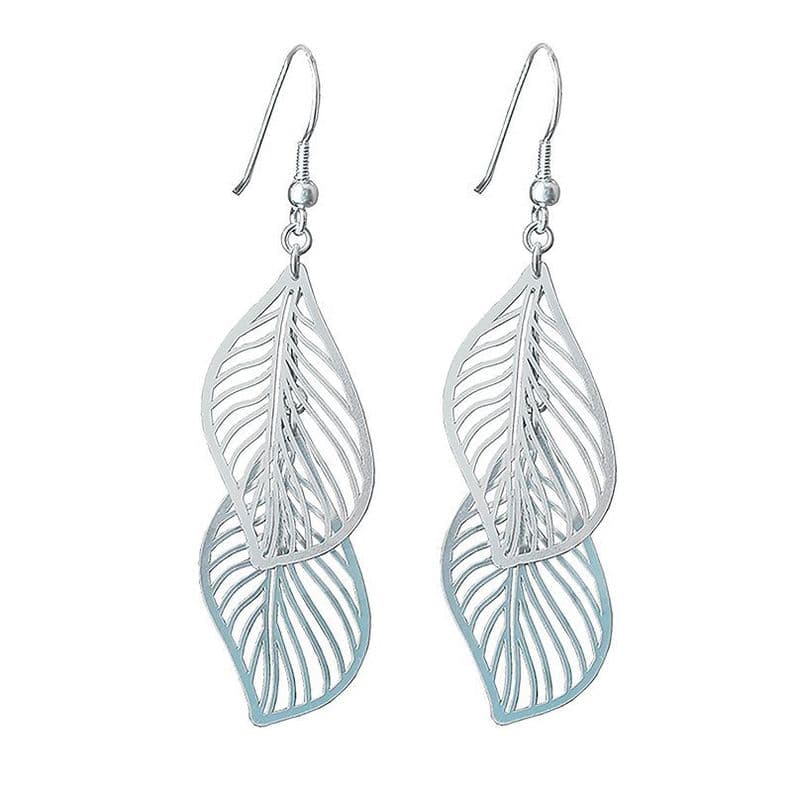 Aros De Plata Fina 925 Hojas Doble En Filigrana - Mabelita