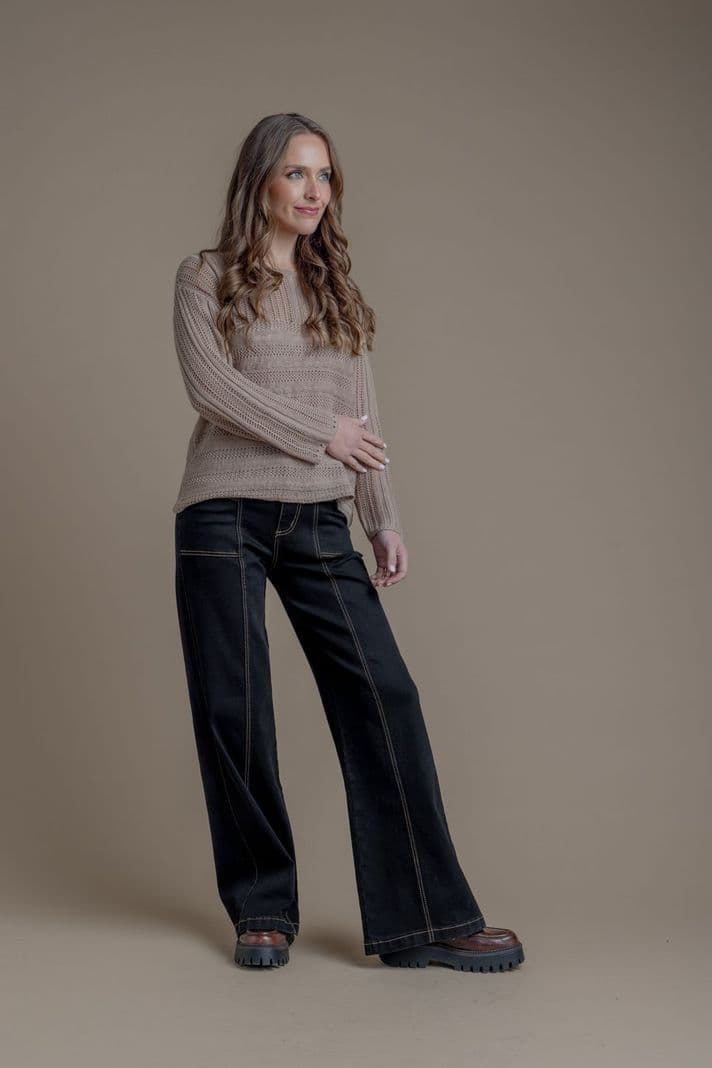 JEANS PIRAGI PALAZZO HILO CONTRATONO Y BOLSILLO INCRUSTADO NEGRO EFESIS 36