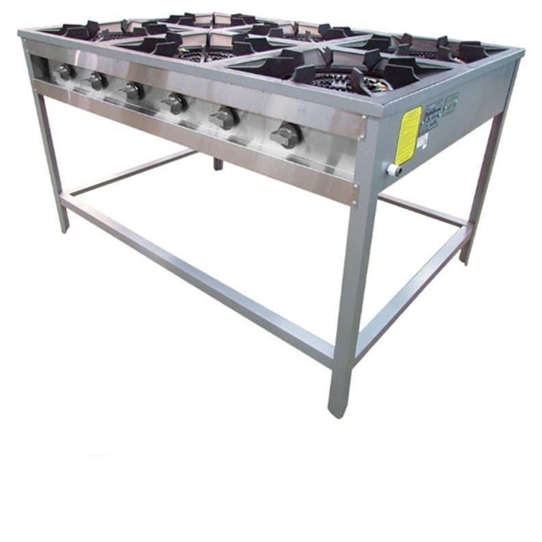 ANAFE INDUSTRIAL A GAS 8 PLATOS CON PARRILLAS EN FIERRO MACIZO DE 3434 CM.