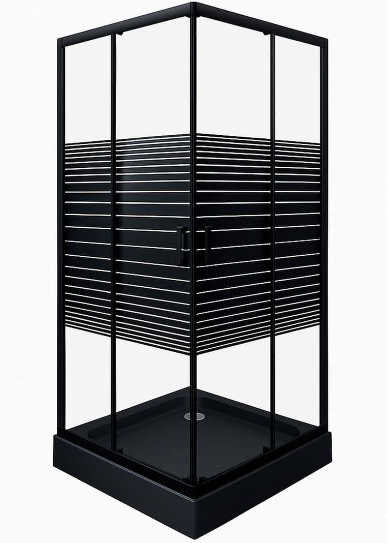 SHOWER DOOR JOYTEK RECTO STRAVA NEGRO 80X80X198 CM (INCLUYE RECEPTACULO)