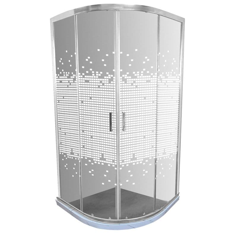 Shower Door Mosaico Blanco con Base Curva Blanco Marmol Joytek 90x90x185 cm Transparente