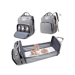 Bolso Mochila Cuna Plegable Impermeable Multi Gris