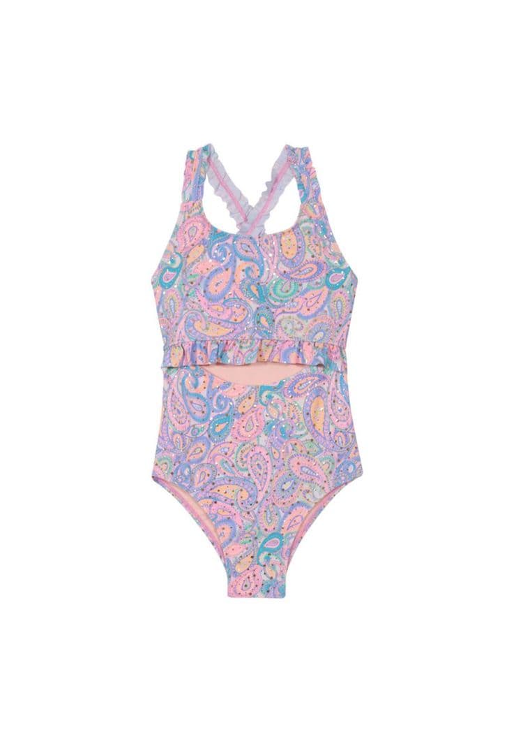 Traje de Bano Nina Cut Out UV30+ Folia Dorada H2O Wear Fucsia 8