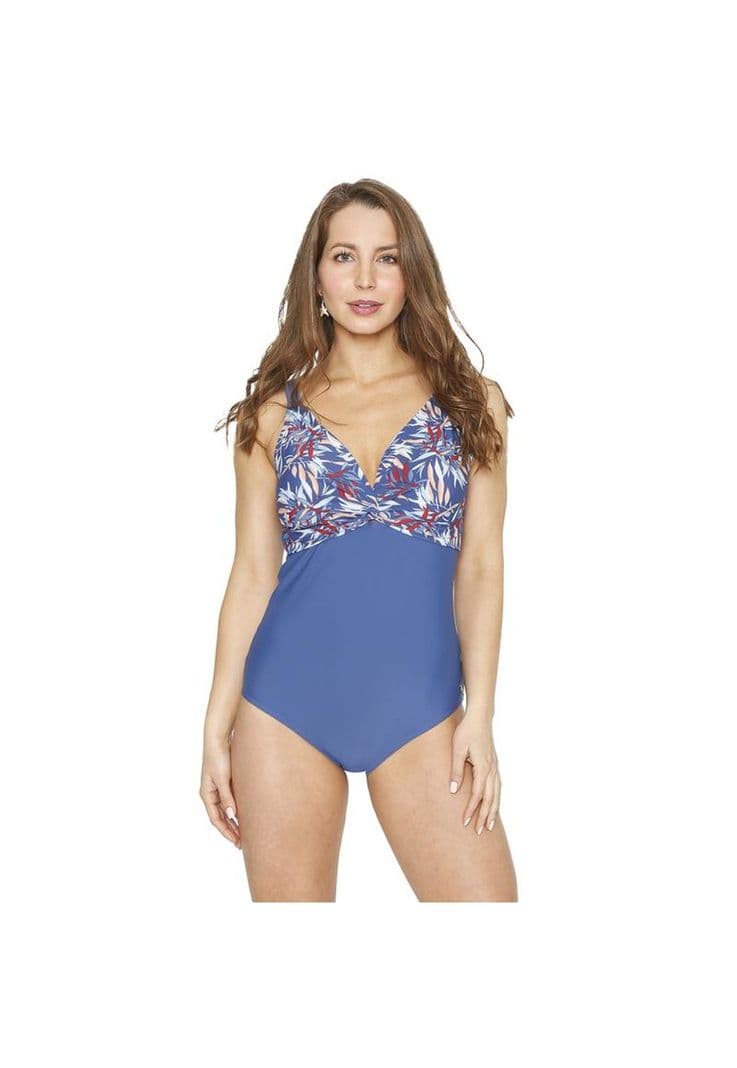 Traje de Bano Entero Mujer Control H2O Wear Cruzado Azul Zafiro S