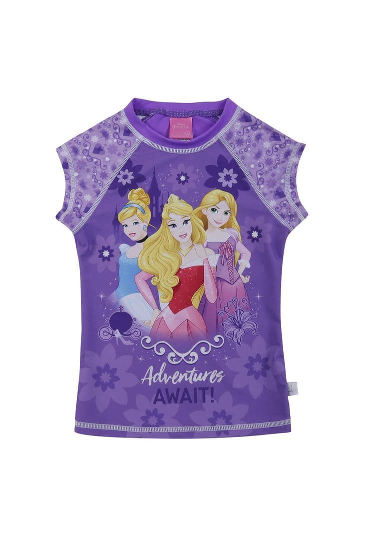 Polera Nina Manga Corta UV 50 Disney Princesas Violeta Lila 2