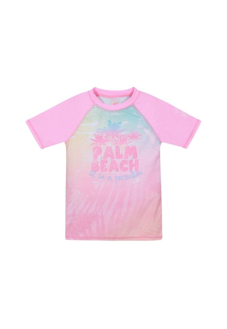 Traje de Bano Nina Polera UV50 + Manga Corta H2O Wear Rosado 4