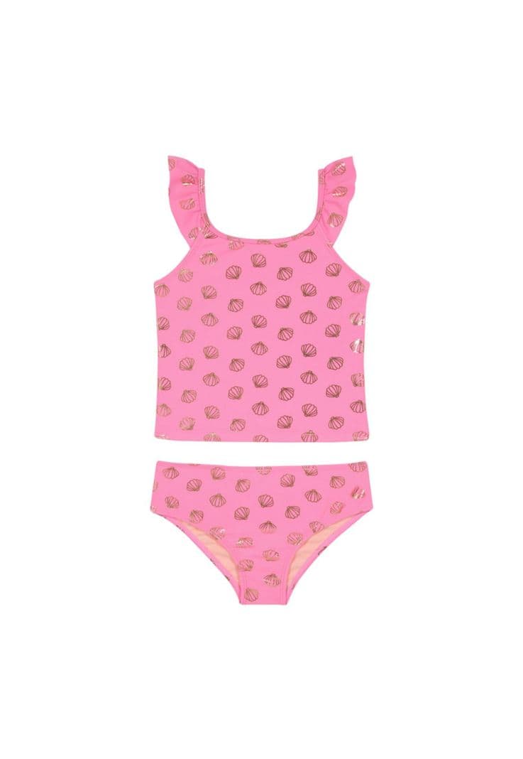 Traje de Bano Tankini UV30+ Top con Mangas para Nina Coral 4