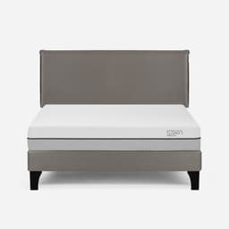 Cama Europea Pratta 2 Plazas Pata Madera BN+Respaldo Maurice Gris