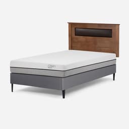 Cama Europea Pratta 1,5 Plazas Pata Acero + Respaldo Ferrara Gris