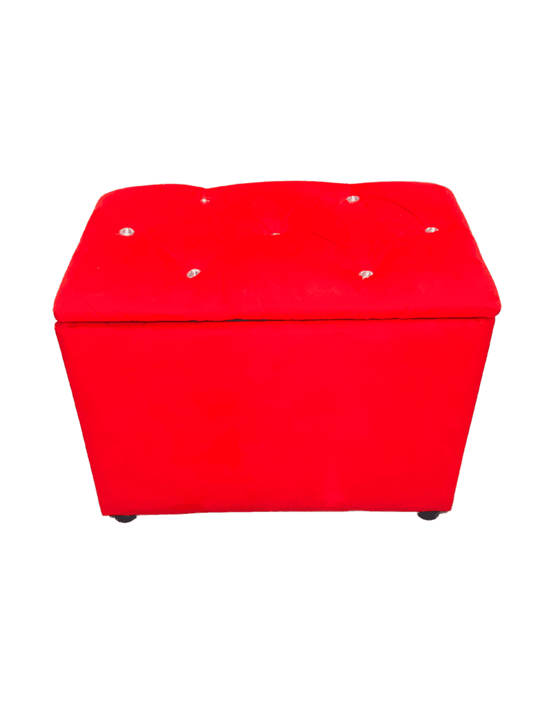Banqueta Baul Capitone Rojo Felpa Diamante 0