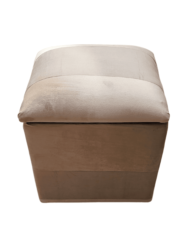 Pouf Baul Bicolor Crema Felpa 40x33x50 Rimar