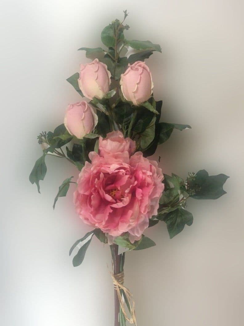 Arreglo de rosas rosada Artificial | Estilo Natural para Interiores y Vitrinas Rosado