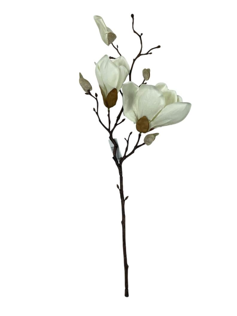 Magnolia Blanca 50cm Artificial | Estilo Natural para Interiores y Vitrinas Blanco