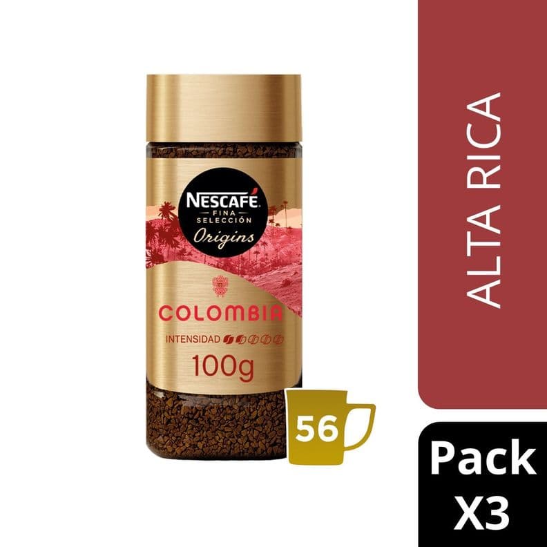 Cafe NESCAFE Fina Seleccion Colombia Frasco 100g Pack X3