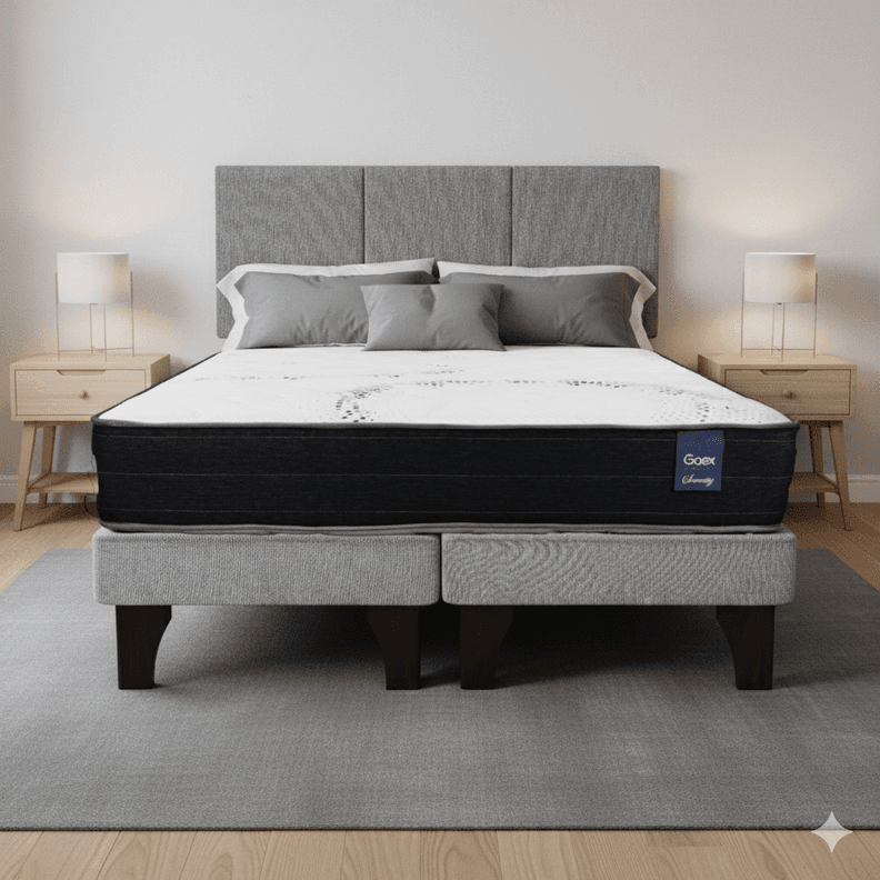 Cama 2 Plaza Europea 190 Respaldo Everest Gris 190 CM