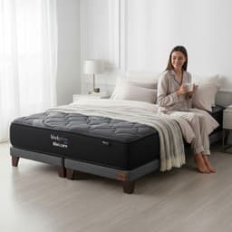 Cama 2 Plazas Box 8 cm L190 cm Colchon Black Prime Modelo Uno Con Pata de 19 5 cm Gris