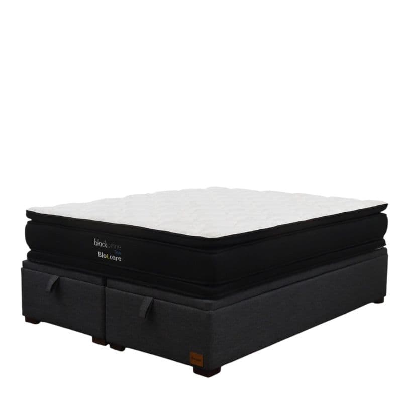 Cama Baul 2 Plazas L200 cm Colchon Black Prime Modelo Dos Con Patas De Madera 4 5 cm Gris