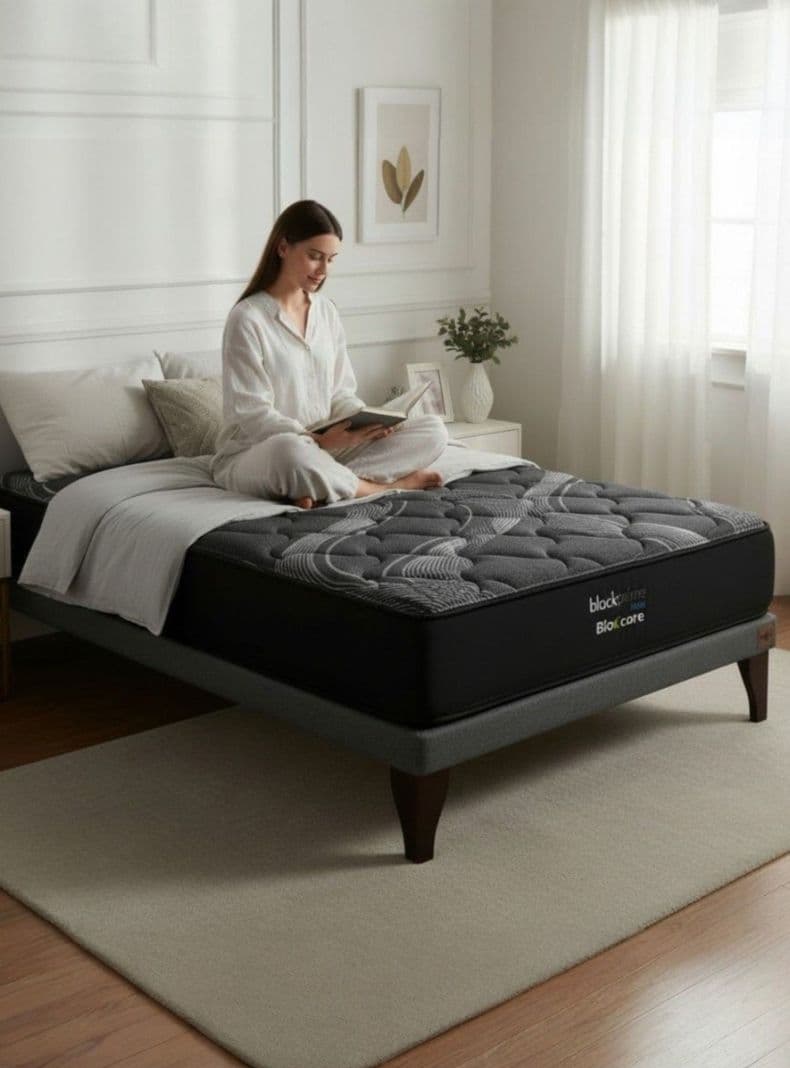 Cama 1 Plaza Box 8 cm L200 cm Colchon Black Prime Modelo Uno Con Pata 4 5 cm Gris