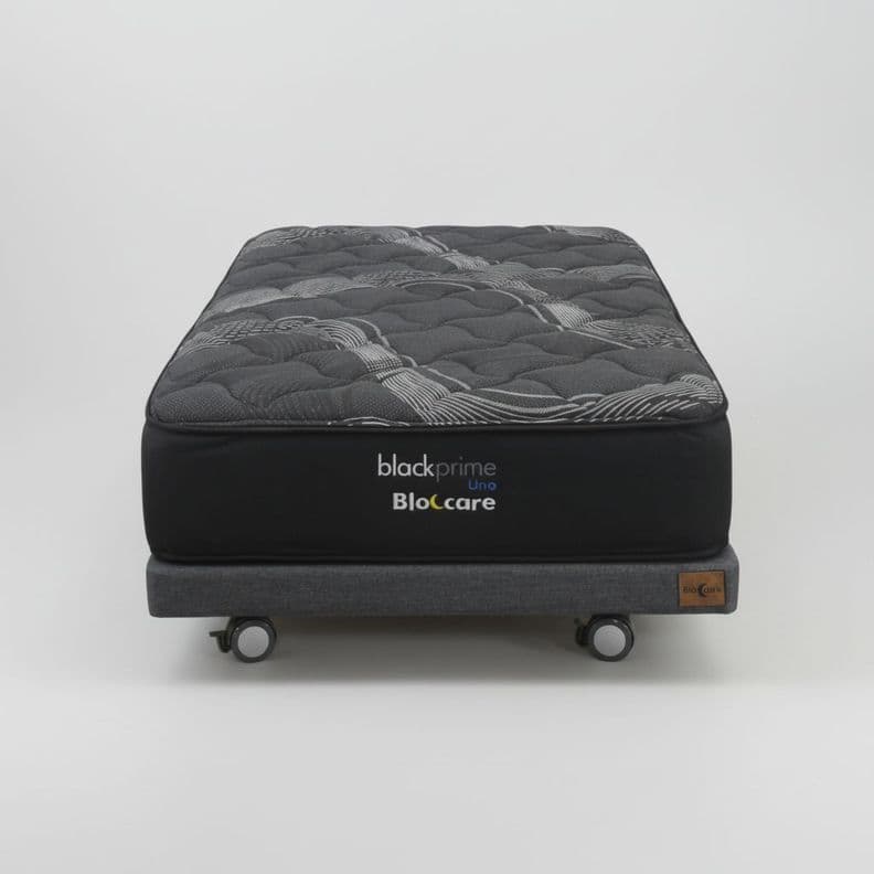 Cama 1 5 Plaza Box 8 cm L190 cm Colchon Black Prime Modelo Uno Con Rueda Logo Gris