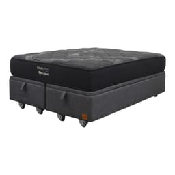 Cama Baul 2 Plazas L200 cm Colchon Black Prime Modelo Uno Rueda Deluxe Gris