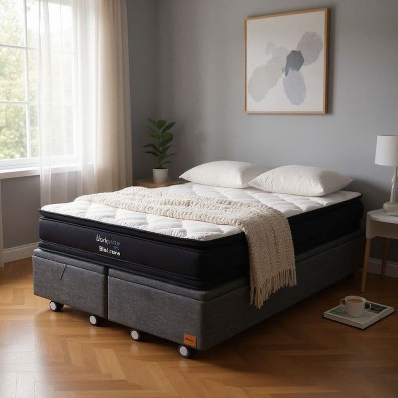 Cama Baul 2 Plazas L200 cm Colchon Black Prime Modelo Dos Rueda Pyton Gris