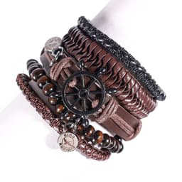 SET BRAZALETE HOMBRE GINO RODINIS B442 Cafe