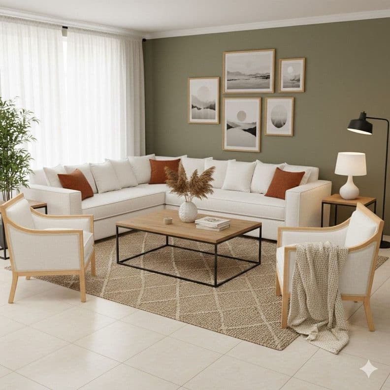 Living 311 Metropolitan Blanco Seccional con resortes+ 2 Sitiales