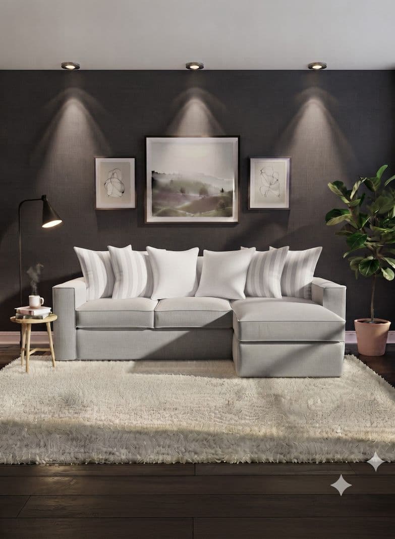 Sofa Intercambiable Baco 5 Cuerpos Gris Claro Resorte Pocket Gris Degradado Espejado Plata