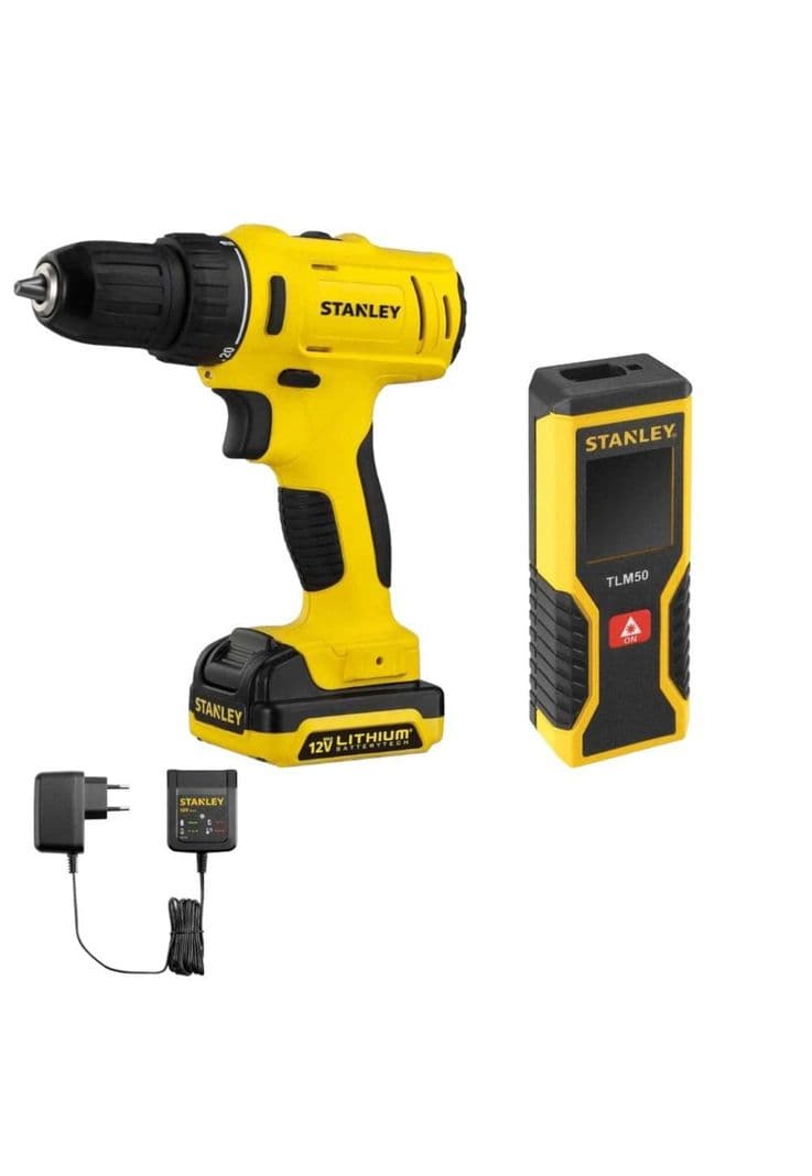 Kit Stanley SCHI121S2-KIT2 Taladro 12V + Medidor Laser 15M Amarillo
