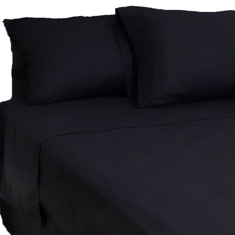 Sabana Unicolor Keyhome 1 Plaza 144 Hilos - Color Negro