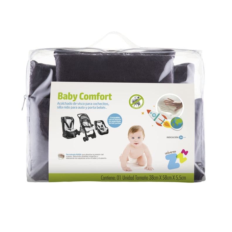 Cojin Alcochado para Asiento de bebe 40x60x5 5 Cm Negro