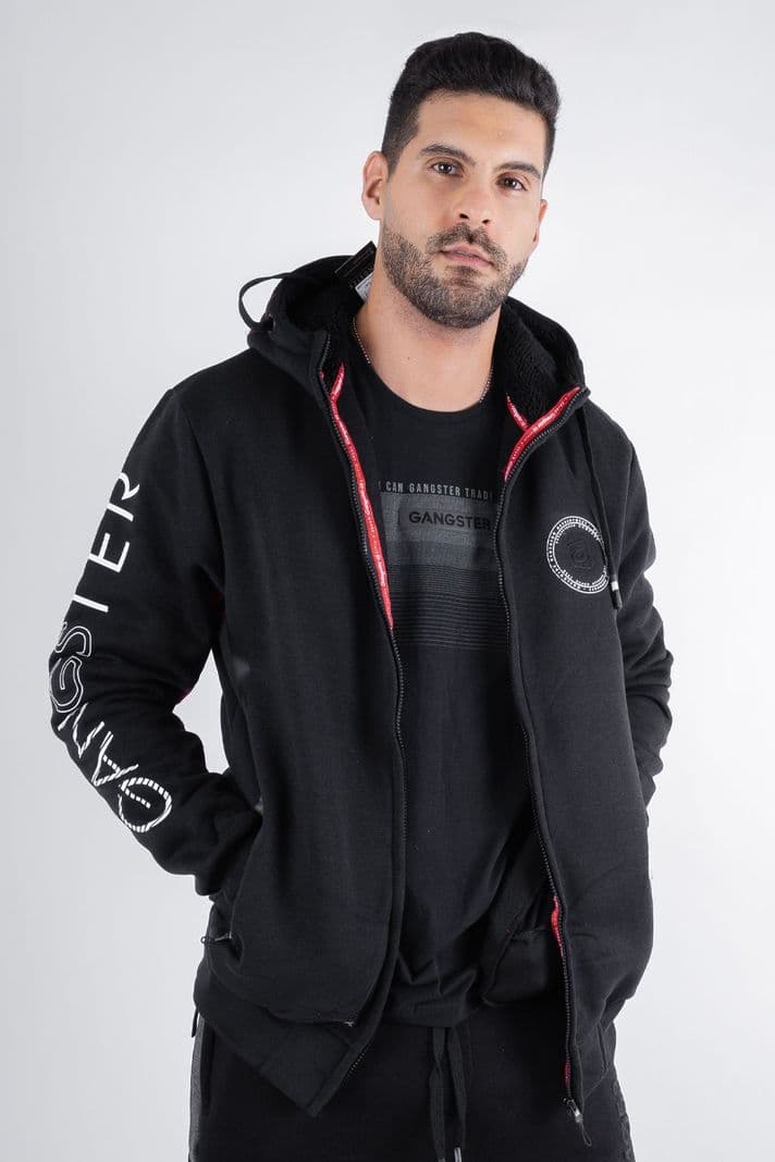 Poleron Full Zipper Fleece Power Negro Gangster M