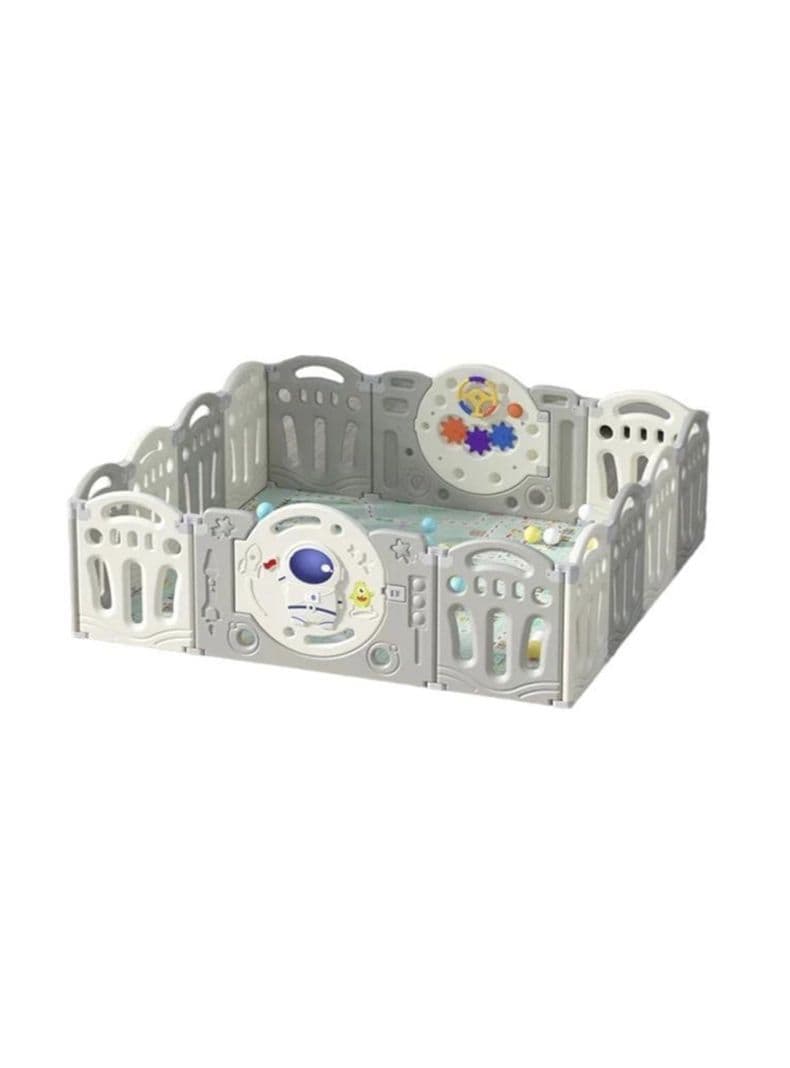 Corral Bebe Armado 153x160cm Y Alfombra Planeta LuBabycas Gris