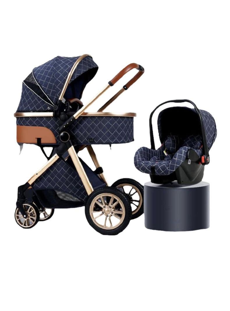 Coche Cuna Con Silla Nido Y Bolso Deluxe Azul LuBabycas