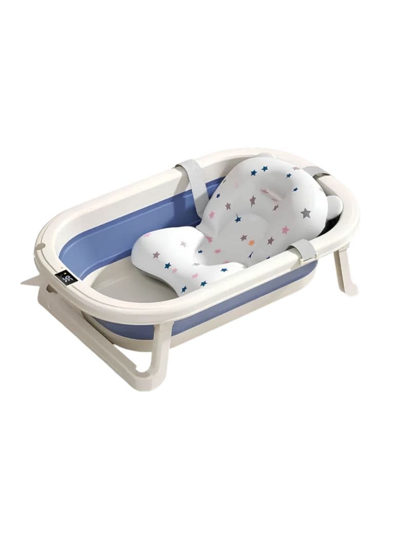 Banera Plegable Con Termometro Cojin Inteli Azul LuBabycas