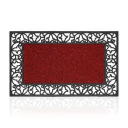 Alfombra De Entrada Hogar Limpiapies Diseno Romantic 74x44cm R Rojo