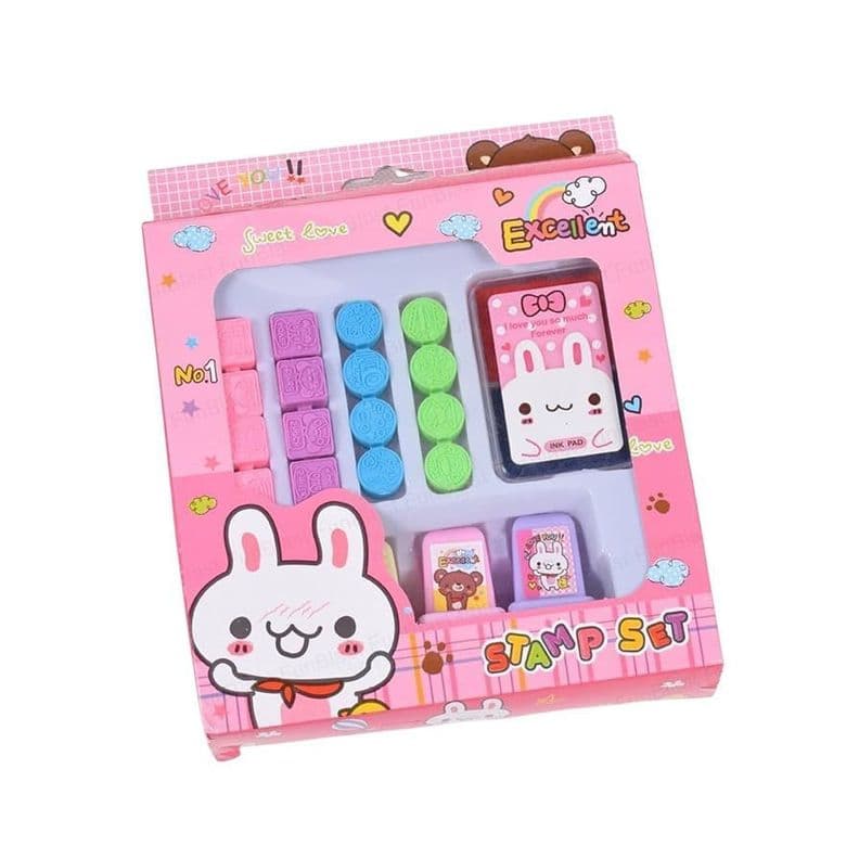 Pack 20 Timbres Sellos Ninos Ninas Sorpresa Manualidades Rosado