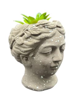Macetero De Ceramica Planta Artificial Moderno Rostro Griego B Beige