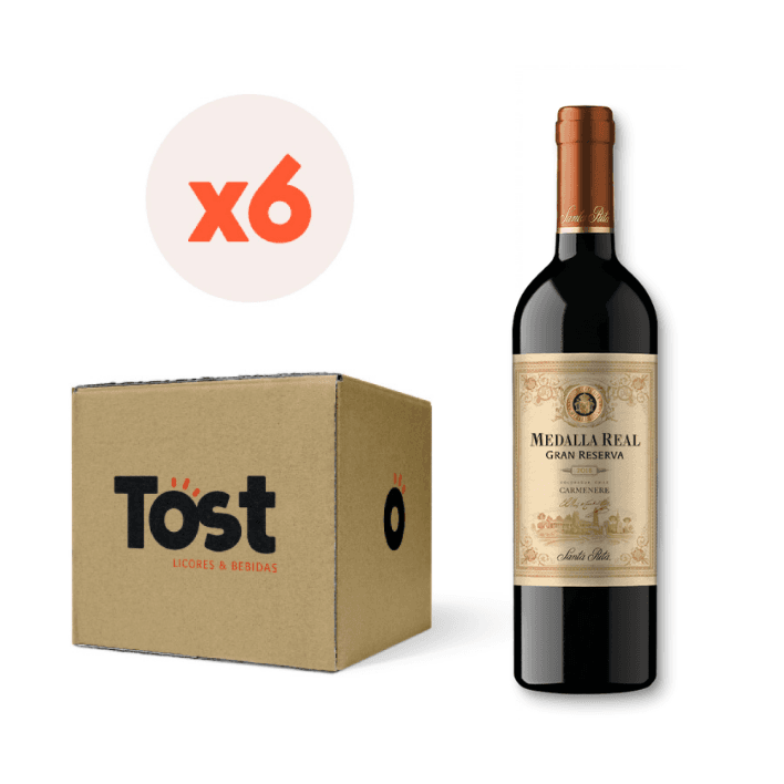 6x Vino Medalla Real Gran Reserva Carmenere 14 750cc