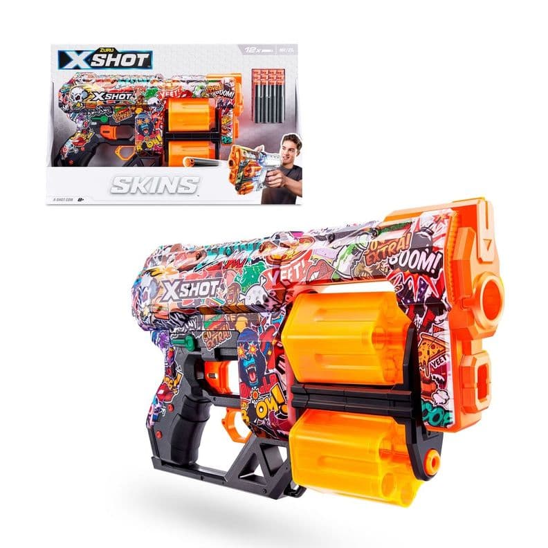 Lanzador de dardos X SHOT Dread Skins con 12 dardos - SKETCH