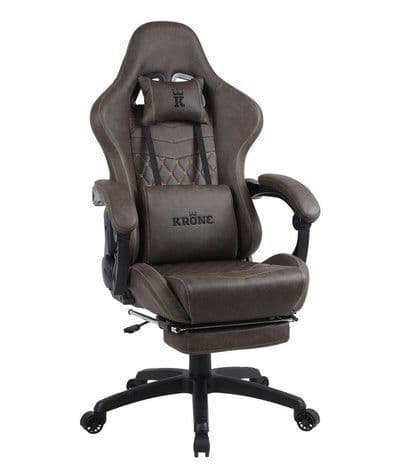 Silla Gamer Krone XL Reclinable + Masaje Lumbar + Apoyapies - Cafe Cafe Degradado