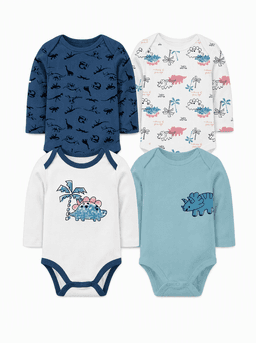 BODYS DE ALGODON MANGA LARGA PACK 4 UNIDADES 0 A 3 Meses