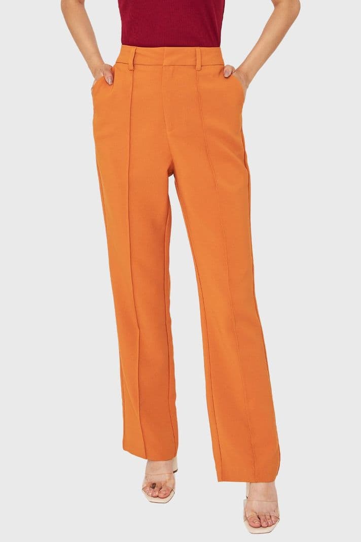 Pantalon Costuras Frontales Recto Lucuma Nicopoly Naranjo M